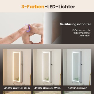 Costway  Πολυλειτουργική Ντουλάπα Κοσμημάτων με Καθρέφτη και Ρυθμιζ...