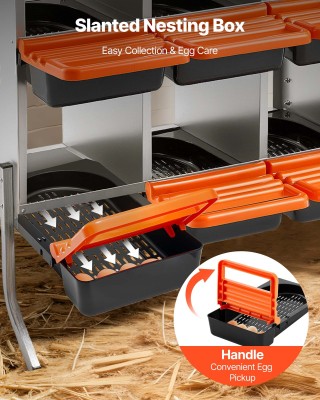 VEVOR Κοτέτσι Αυγοπαραγωγής με 8 Θέσεις, Στήριξη Ποδιών, Εύκολη Συλ...