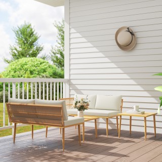 Outsunny Σετ Σαλονάκι Εξωτερικού Χώρου από Ρατάν PE με 2 Καναπέδες ...