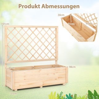 Costway Φυτοδοχείο με Πέργκολα & Οπές Αποστράγγισης, Φυσικό, 98 x 3... Costway Φυτοδοχείο με Πέργκολα & Οπές Αποστράγγισης, Φυσικό, 98 x 3...