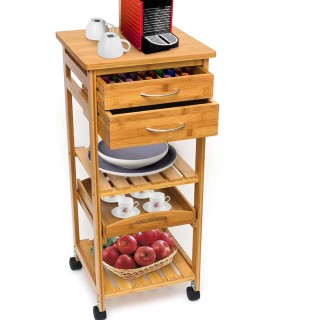 BAKAJI Ξύλινο Καρότσι Κουζίνας από Μπαμπού με 3 Ράφια, 2 Συρτάρια ... BAKAJI Ξύλινο Καρότσι Κουζίνας από Μπαμπού με 3 Ράφια, 2 Συρτάρια ...