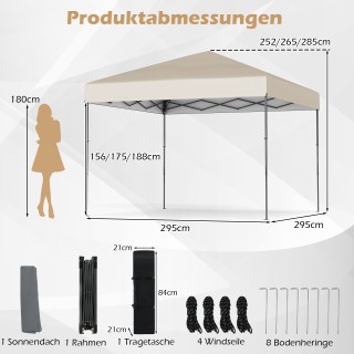 Costway Πτυσσόμενη Κινητή Σκηνή 3x3μ με UV50+ & Ρυθμιζόμενο Ύψος ... Costway Πτυσσόμενη Κινητή Σκηνή 3x3μ με UV50+ & Ρυθμιζόμενο Ύψος ...