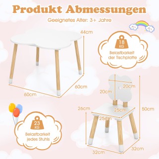 Costway Σετ Παιδικού Τραπεζιού σε Σχήμα Λουλουδιού με Ξύλινο Παιχνι...