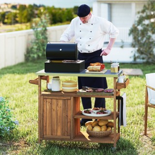 Costway Ξύλινο Καρότσι Ψησταριάς με Χώρο Αποθήκευσης και Ατσάλινη Ε... Costway Ξύλινο Καρότσι Ψησταριάς με Χώρο Αποθήκευσης και Ατσάλινη Ε...
