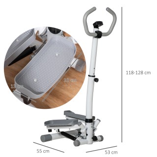 HOMCOM Stepper με Οθόνη LCD, Ρυθμιζόμενο Τιμόνι και Ελαστικά Ιμάντα...