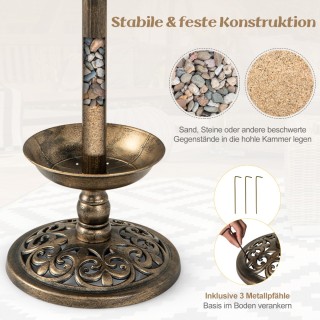 Costway Διακοσμητική Ποτίστρα Πουλιών με Ηλιακό Φωτισμό και Γλάστρα...