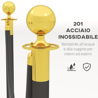 HOMCOM Κολωνάκια Οριοθέτησης από Ανοξείδωτο Ατσάλι με Μαύρο Βελούδ... HOMCOM Κολωνάκια Οριοθέτησης από Ανοξείδωτο Ατσάλι με Μαύρο Βελούδ...