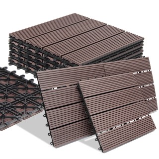 BAKAJI Σετ 11 Πλακίδια Δαπέδου WPC για Εξωτερικό Κήπο 30x30 cm Τορτ...