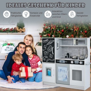 Costway Παιδική Κουζίνα Παιχνίδι με Πίνακα 82 x 24 x 80 cm Λευκό TP...