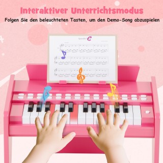 Costway Παιδικό Ψηφιακό Μίνι Πιάνο 25 Πλήκτρων με Ρυθμιζόμενη Ταχύτ...