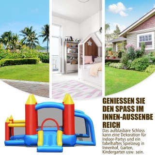 Costway  Φουσκωτό Κάστρο Παιχνιδιού με Τσουλήθρα, Ποδοσφαιρικό Τέρμ...