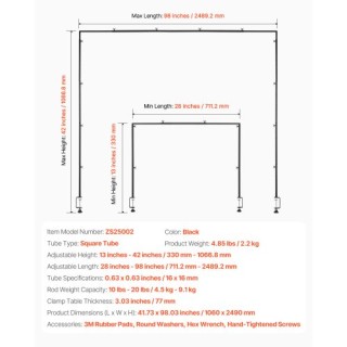 VEVOR Ρυθμιζόμενο Σταντ Τραπεζιού 28-98 ιντσών με Σφιγκτήρα Διακόσμ... VEVOR Ρυθμιζόμενο Σταντ Τραπεζιού 28-98 ιντσών με Σφιγκτήρα Διακόσμ...