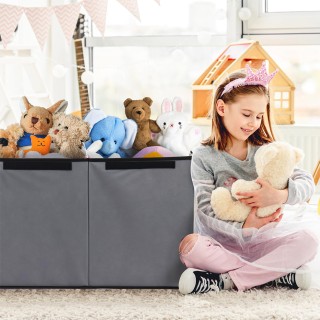 BAKAJI  Κουτί με 3 Διαμερίσματα Γκρι Κουτί Καλάθι Παιχνιδιών Πολυχρ...