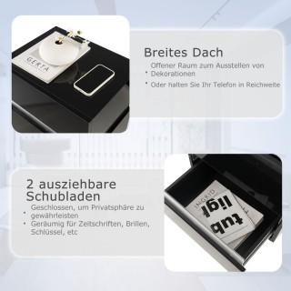 Costway  Σετ 2 Κομοδίνων LED με Υψηλή Γυαλάδα και 2 Συρτάρια Μαύρο ...