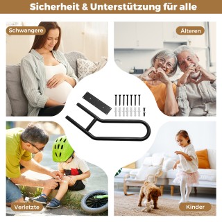 Costway Χειρολισθήρας Εισόδου για 1-3 Σκαλοπάτια U-σχήματος, Τοίχος...