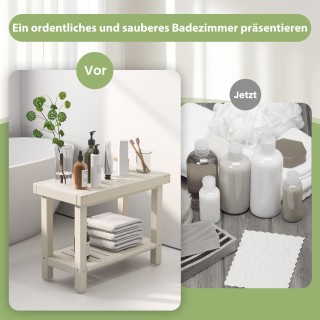 Costway Διπλό Σκαμνί Ντους από Αδιάβροχο HDPE με Αποθηκευτικό Χώρο ...