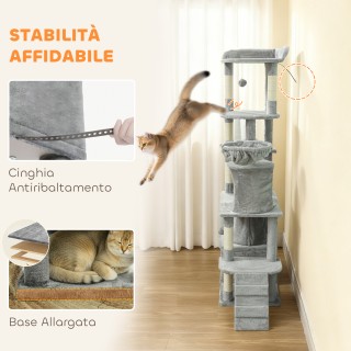 PawHut Δέντρο Αναρρίχησης για Γάτες με 2 Σπιτάκια, Αιώρα, Τούνελ κα...
