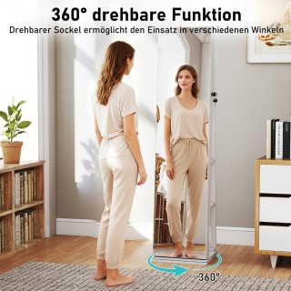 Costway Περιστρεφόμενη Ντουλάπα Κοσμημάτων με Ολόσωμο Καθρέφτη & Δι...