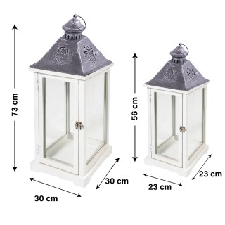 Galileo Σετ 2 διακοσμητικά φαναράκια 30x30x74 εκ και 23x23x59 εκ γκ...