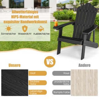 Costway Καρέκλα Κήπου Adirondack με Θήκη Ποτηριού Μαύρη NP10983BK