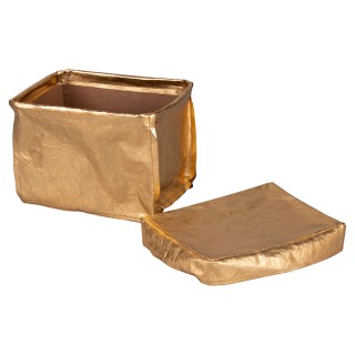 Villa dEste Home Σετ 3 Ορθογώνια Χρυσά Καλάθια με Καπάκι Golden Kit...