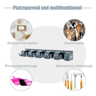 Costway  Βάση σκούπας με 6 αναδιπλούμενους γάντζους και 5 ταχυσφιγκ...