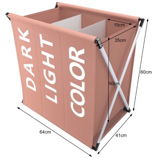 BAKAJI Καλάθι Απλύτων 3 Διαμερισμάτων Πτυσσόμενο Μεταλλικό και Υφα... BAKAJI Καλάθι Απλύτων 3 Διαμερισμάτων Πτυσσόμενο Μεταλλικό και Υφα...