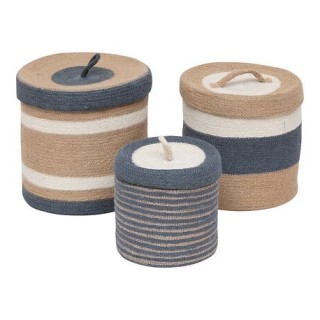 Atmosphera  Σετ 3 Καλαθιών από Γιούτα με Καπάκι OCÉANE - Μπεζ και Μ...