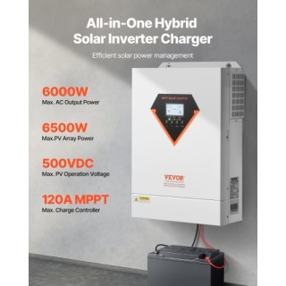 VEVOR Υβριδικός Ηλιακός Αντιστροφέας 6000W 230V WIFI 120A MPPT LWGP... VEVOR Υβριδικός Ηλιακός Αντιστροφέας 6000W 230V WIFI 120A MPPT LWGP...