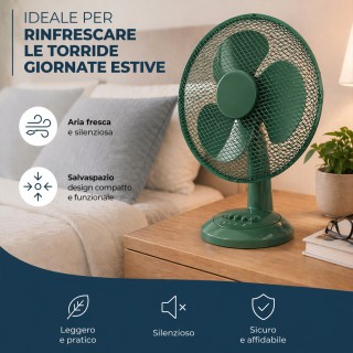 BAKAJI Επιτραπέζιος Ανεμιστήρας Διαμέτρου 30cm, Ισχύς 35W, Πράσινος...
