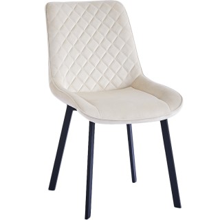 Shally Dogan  Σετ 4 Καρέκλες Τραπεζαρίας Επένδυση Βελούδο Μπεζ Καρέ...