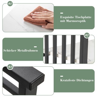 Costway  Δίπατος Κονσόλα Μαρμάρου: Κομψός Μαύρος & Λευκός Πλαϊνός Τ...