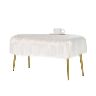 Costway Άσπρο Σκαμπό Μακιγιάζ με Χρυσά Πόδια - Ιδανικό για Είσοδο &...