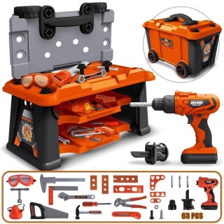 BAKAJI Παιδικός Πάγκος Εργαλείων 2 σε 1, 65 Τεμάχια, Βαλιτσάκι με Η... BAKAJI Παιδικός Πάγκος Εργαλείων 2 σε 1, 65 Τεμάχια, Βαλιτσάκι με Η...