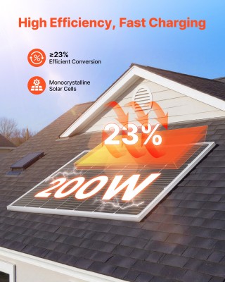 VEVOR Μονοκρυσταλλικό Ηλιακό Πάνελ 200W Υψηλής Απόδοσης για Αυτοκίν...