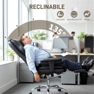 HOMCOM Καρέκλα Γραφείου με Υποπόδιο και Προσκέφαλο, από PU Δέρμα, Α...