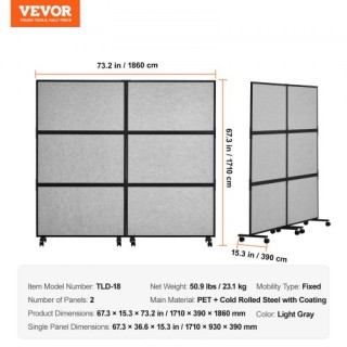 VEVOR Διαχωριστικό Ακουστικό Πάνελ 2 Τεμαχίων Ανοιχτό Γκρι LDSGYPF7... VEVOR Διαχωριστικό Ακουστικό Πάνελ 2 Τεμαχίων Ανοιχτό Γκρι LDSGYPF7...