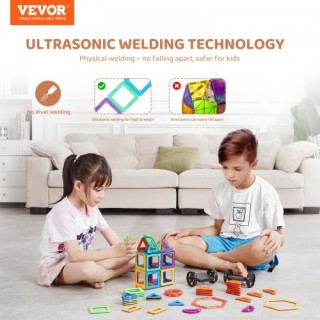 VEVOR  Μαγνητικά Πλακίδια Κατασκευής 62 Τεμ 3D Σετ για Παιδιά ZKKJK...