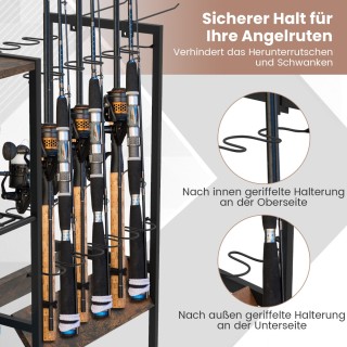 Costway Πολυλειτουργική Βάση Καλαμιών Ψαρέματος με Ρόδες και Αποθηκ...