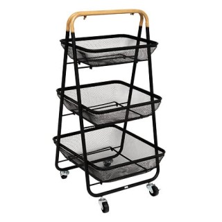 Τροχήλατο Μεταλλικό Τρόλεϊ Κουζίνας 3 Επιπέδων 48 x 41,5 x 86 cm Μα...