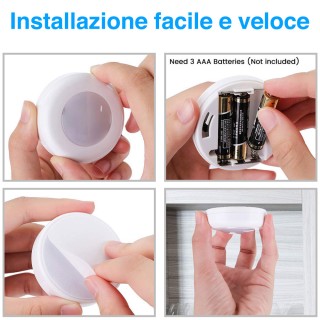 BAKAJI  Σετ 6 Faretti LED Ασύρματοι Αυτοκόλλητοι Φωτιστικά Προβολεί...