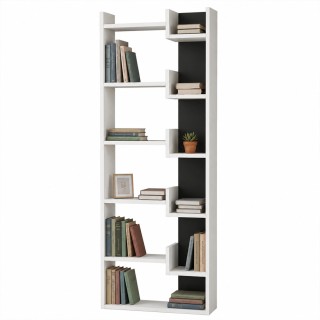 Shally Dogan Βιβλιοθήκη 6 Ραφιών Λευκή/Ανθρακί 60,5x22x162,5 cm 020...