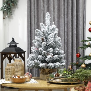 HOMCOM Μικρό Χριστουγεννιάτικο Δέντρο Ύψους 60 εκ. με 72 Χιονισμένα...