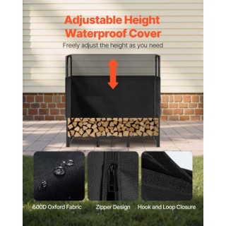 VEVOR Εξωτερική Ξυλοθήκη 1,22μ με Αδιάβροχο Κάλυμμα, Χωρητικότητα 4...