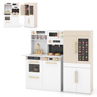 Costway Διπλή Παιδική Κουζίνα με Εκπαιδευτική Ομιλούσα Αφίσα - Παιδ...