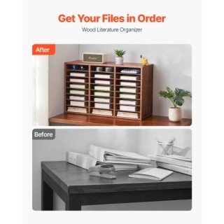 VEVOR Ξύλινος Οργανωτής Λογοτεχνίας 24 Θέσεων Σκούρο Καφέ WJJEKBHB2...