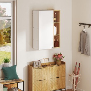 HOMCOM Ντουλάπι Μπάνιου Τοίχου με Ρυθμιζόμενα Ράφια και 3 Ανοιχτά Ρ...