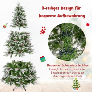 Costway  190 εκ. φωτιζόμενο χριστουγεννιάτικο δέντρο με χιονισμένη ...