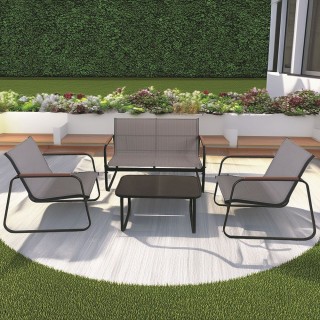 Galileo Σετ κήπου 4 θέσεων από ανθρακοχάλυβα με τραπεζάκι και μαύρη...