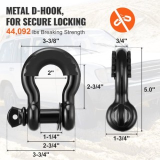 Σετ Ανάκτησης VEVOR Off-Road, Ιμάντας 30,000 lbs, Δακτύλιοι 44,092 ...